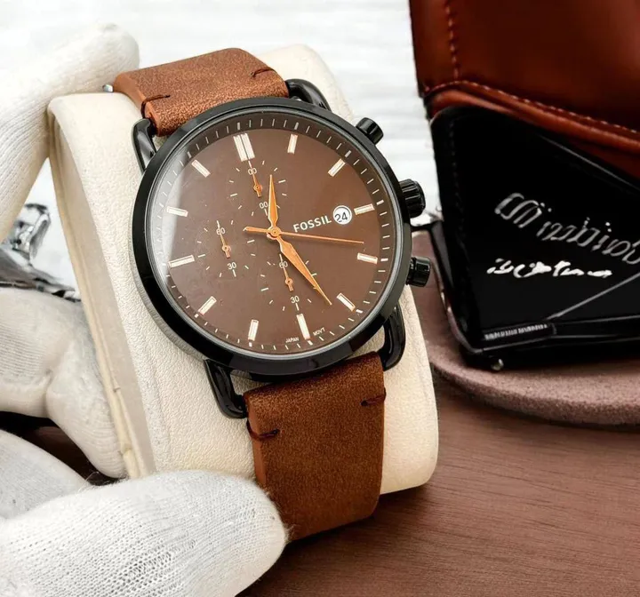 Fossil Chronograph Leather Strap Watch – photo 3