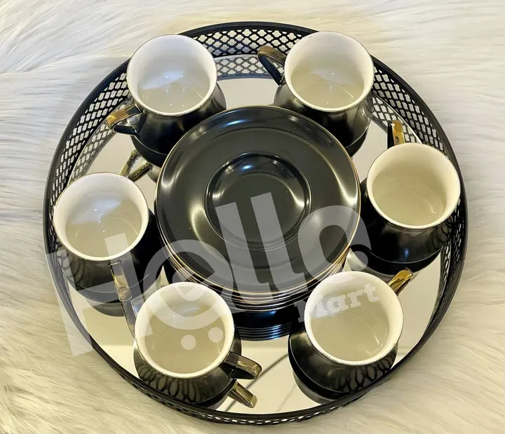 Round Black Metal Service Tray – photo 3
