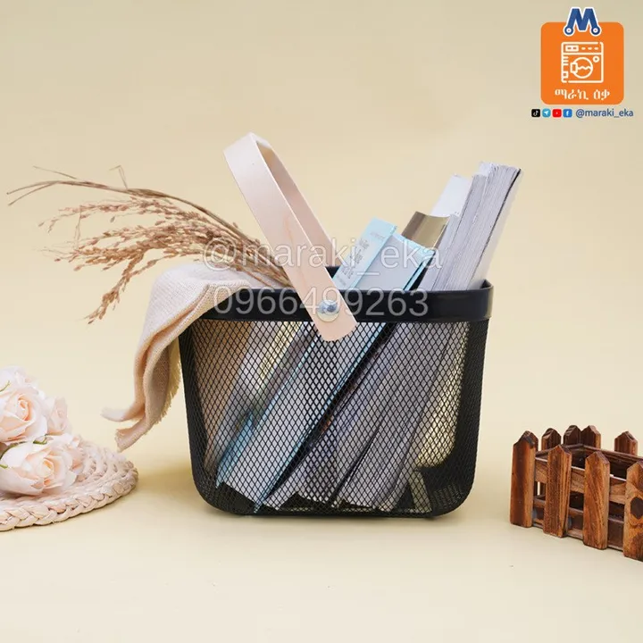 Metal Mesh Baskets with Wooden Handle – photo 3