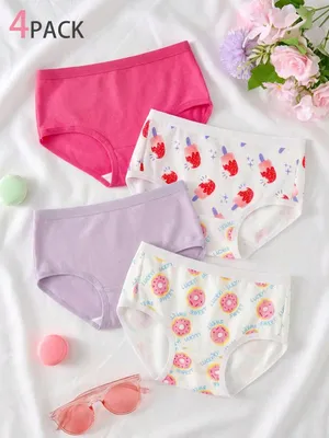 Colorful girls cotton underwear 4 pack