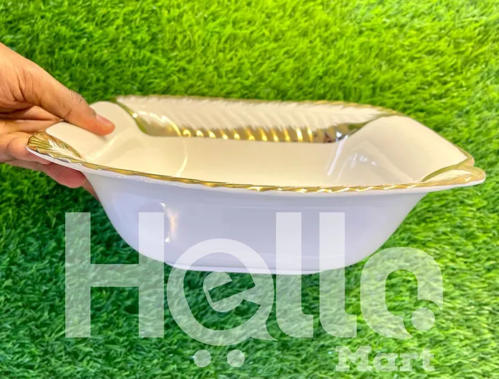 Elegant Gold Rim Serving Bowl – photo 3