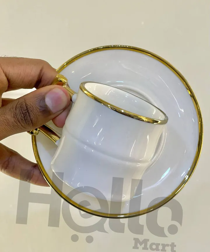 White Gold Rim Coffee Cups – photo 3