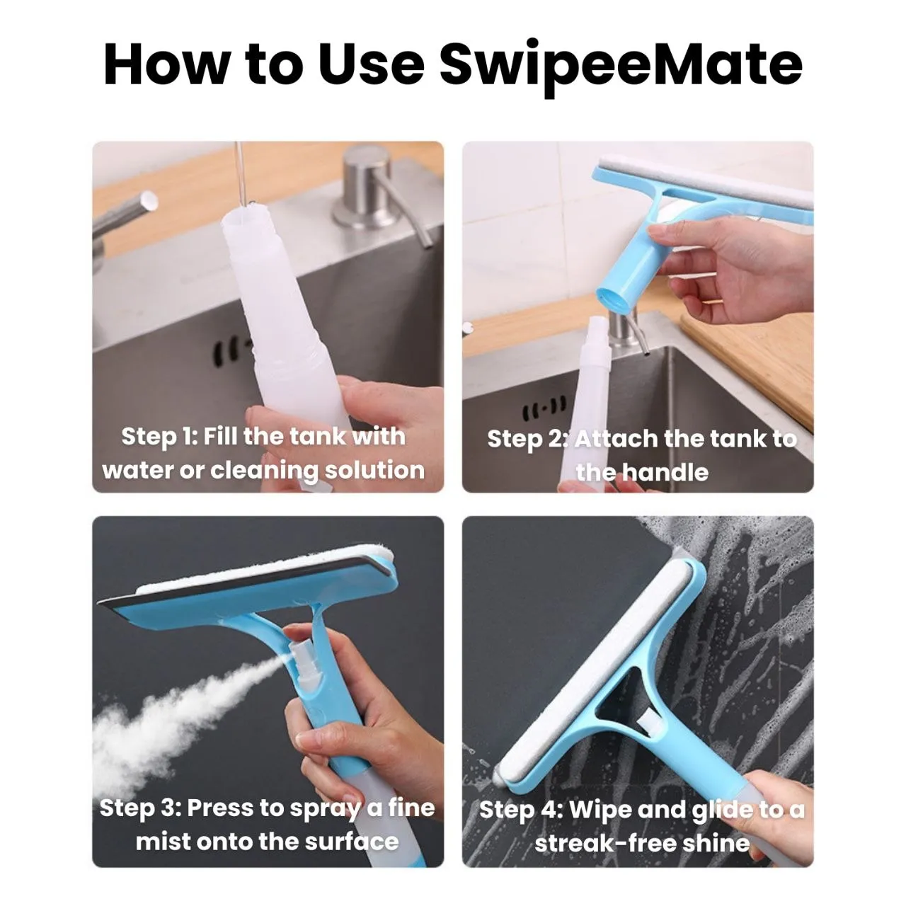 3-in-1 Spray Window Cleaner with Wiper – photo 3