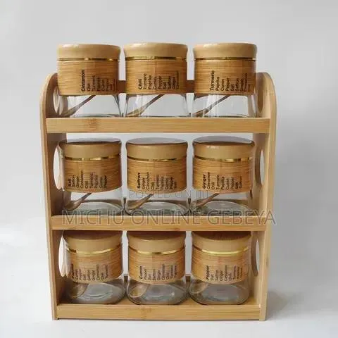 9-Piece Glass Storage Jar Set with Rack – photo 3