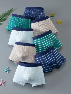 Colorful Boys Striped Plaid Boxed Underwear