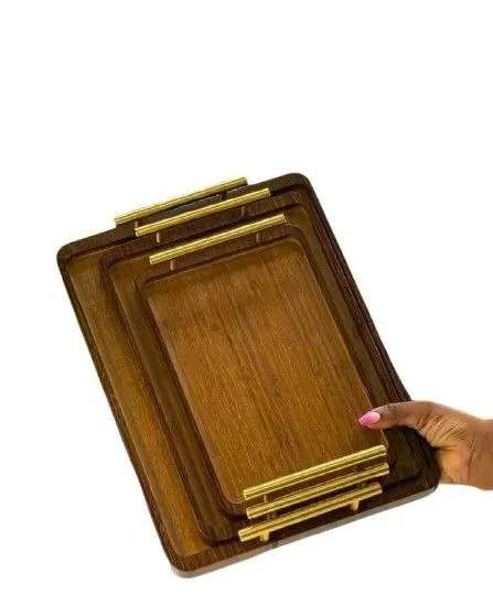 Wood Serving Tray Set 3 Pieces – photo 3