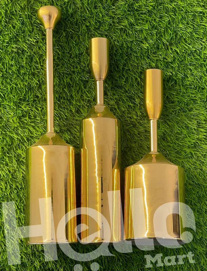 Golden Metal Candle Holders Set – photo 3