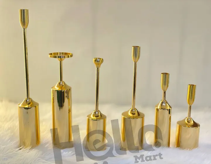 Set of 6 Gold Candle Holders – photo 3
