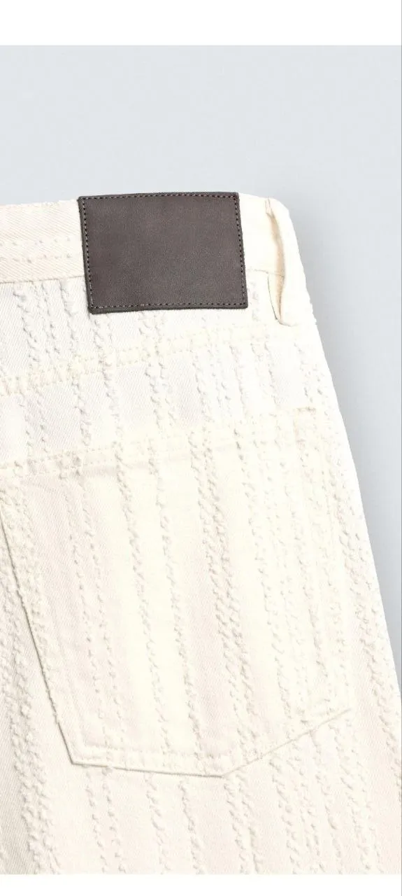 Zara Textured Striped Jeans Size L – photo 4