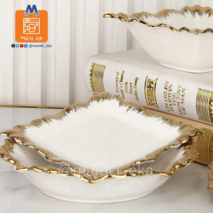 Luxury Gold Rimmed Ceramic Bowl – photo 3