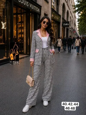 Women's Checkered Suit and White Dress