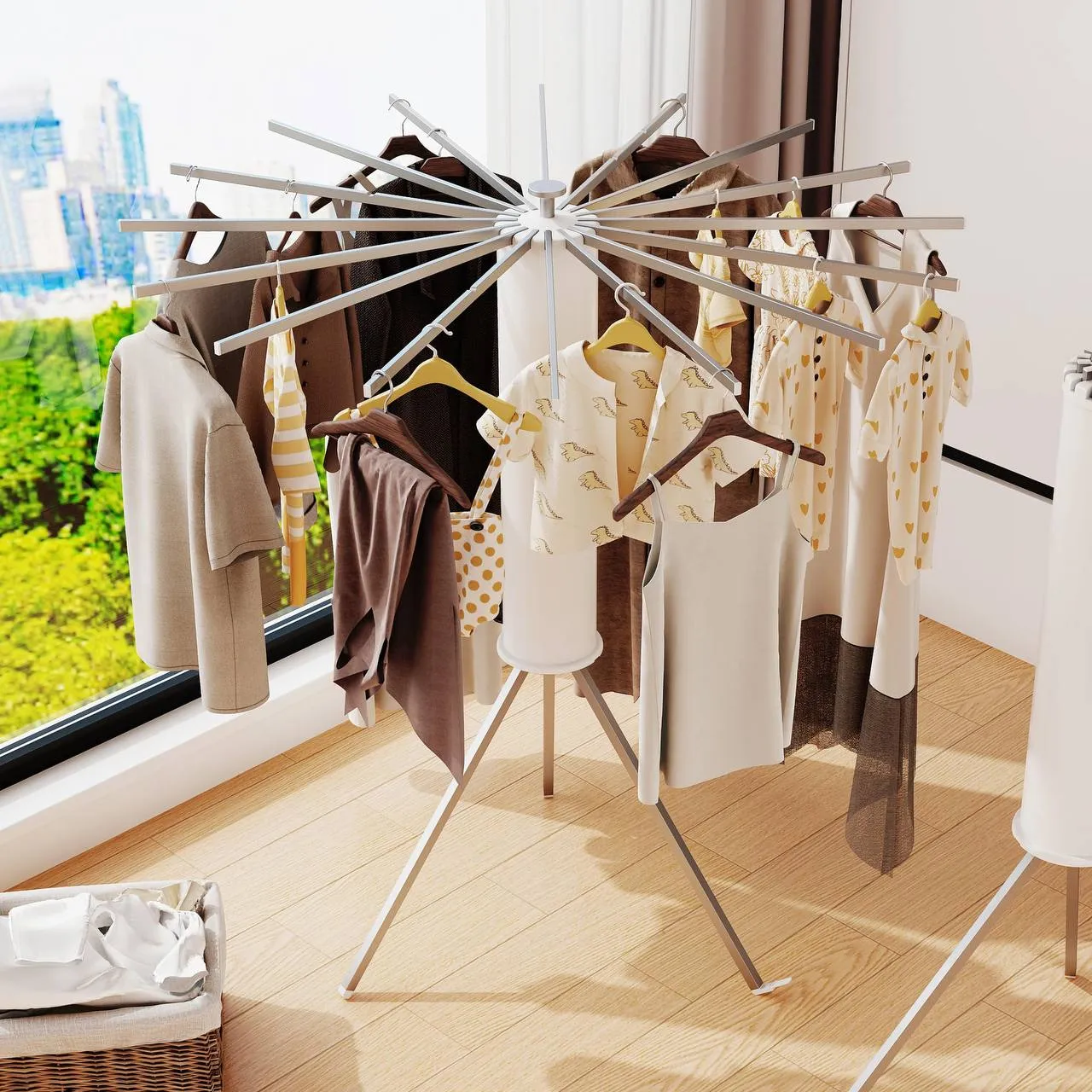 360° Rotating Foldable Clothes Drying Rack – photo 5