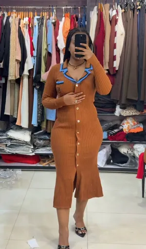 Women's Button Front Ribbed Dress
