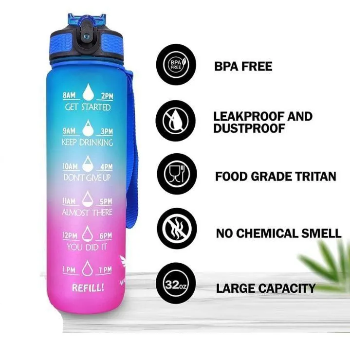 900ML Motivational Water Bottle with Straw – photo 8