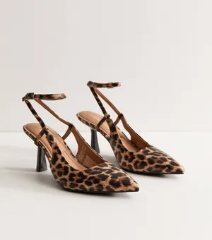 New Look Ankle Strap Court Shoes Leopard