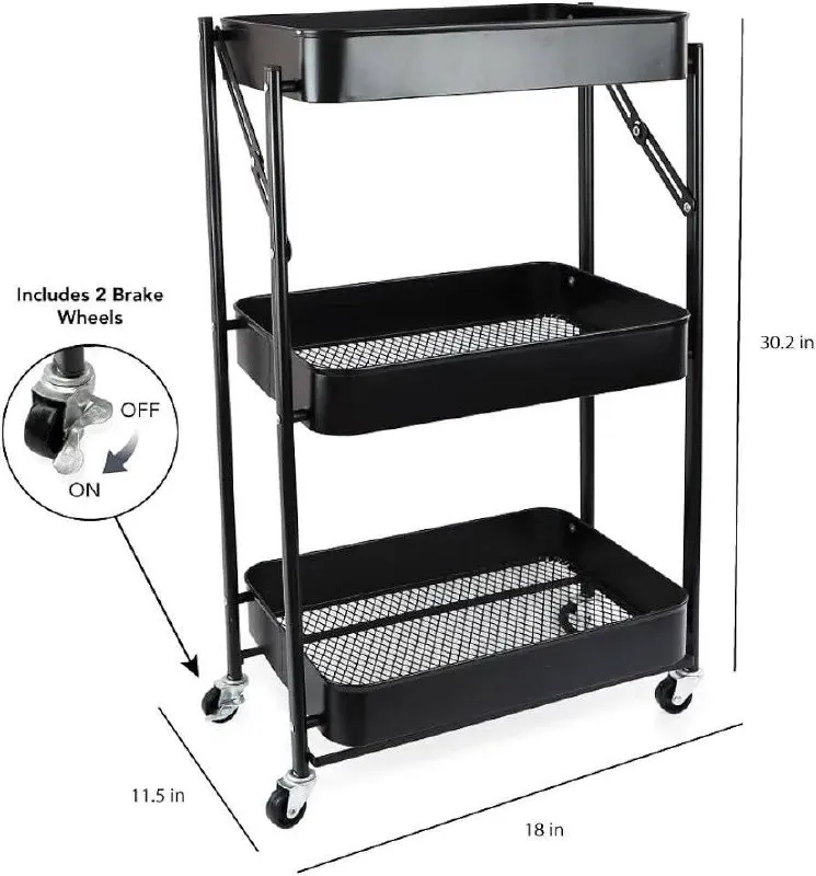 3-Layer Foldable Stainless Movable Cart – photo 3