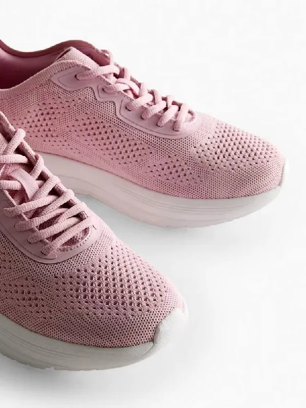 Primark Pink Knitted Lace Up Trainers – photo 3