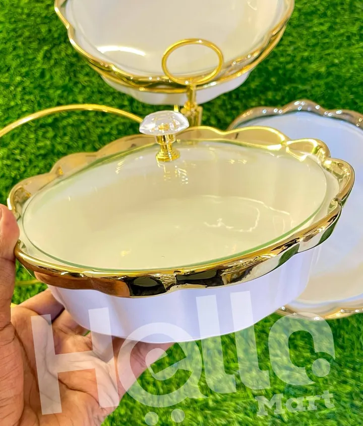 3-Piece Gold Trim Serving Dish Set – photo 3