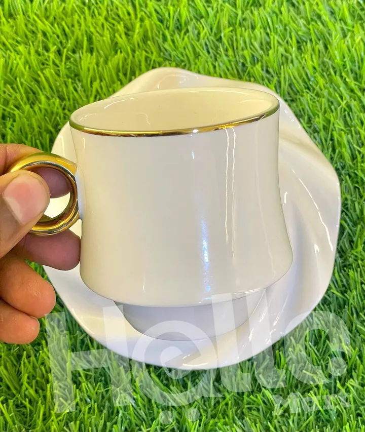 White Ceramic Tea and Milk Cups – photo 3