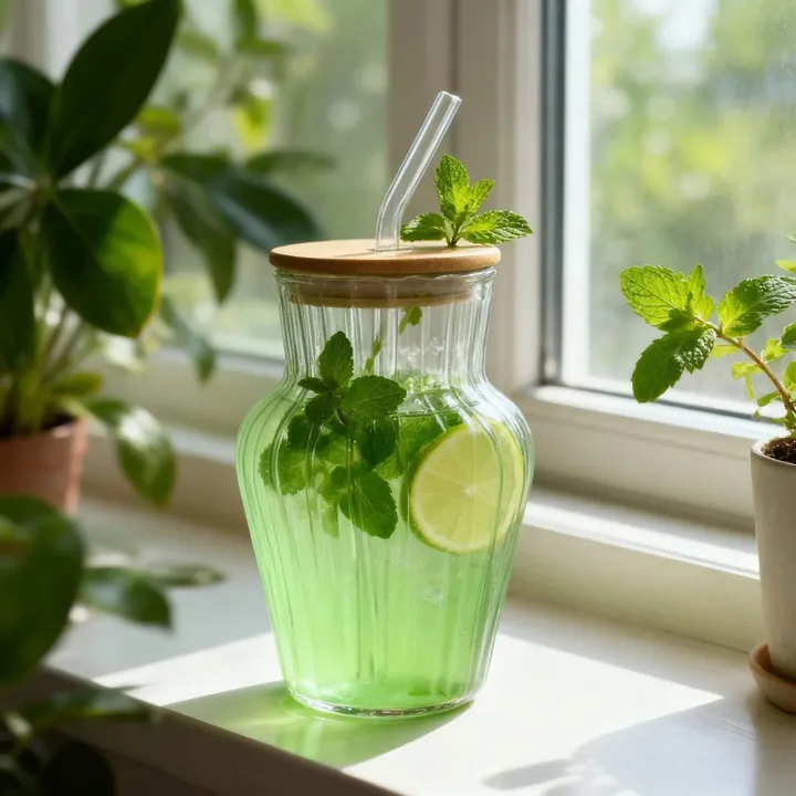 Mojito Glass with Bamboo Lid and Straw – photo 4