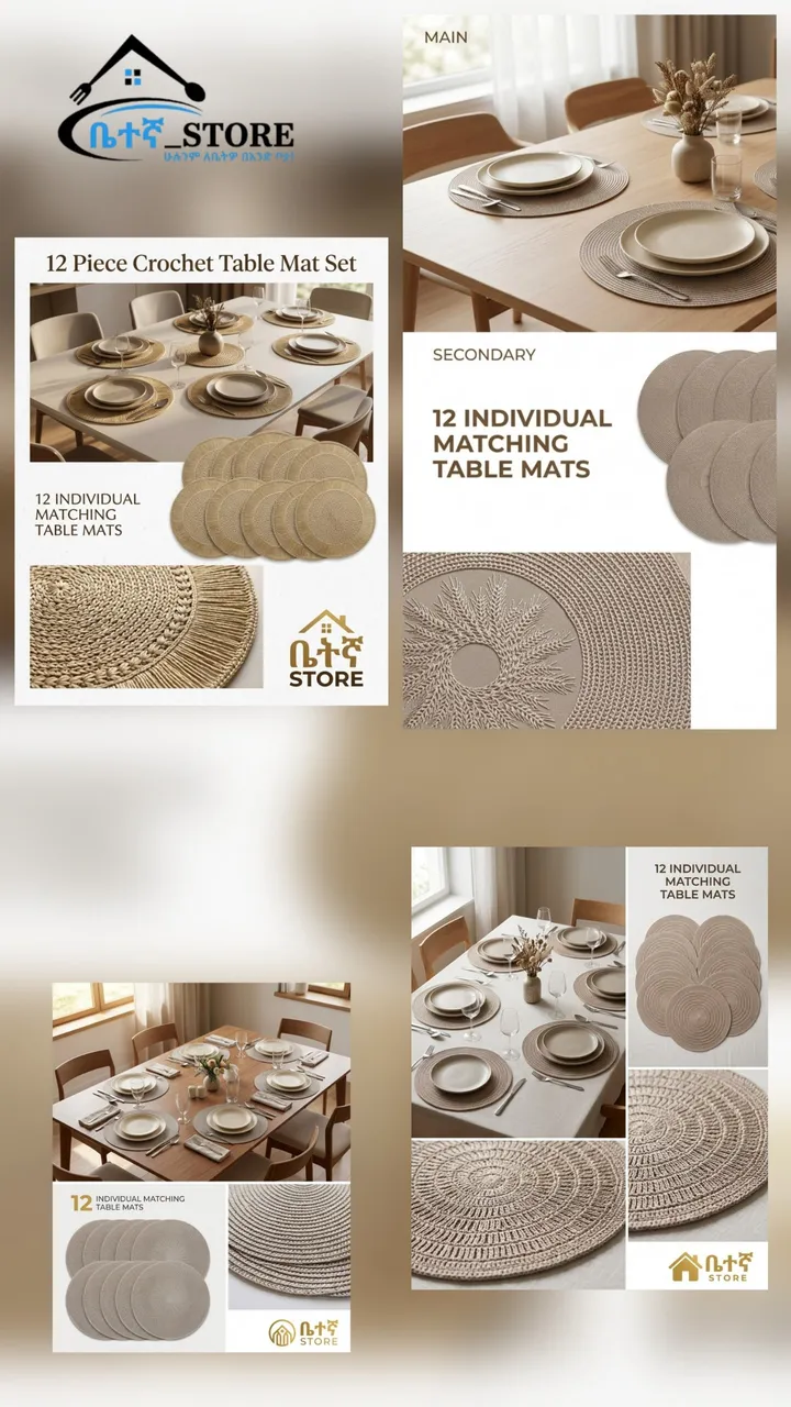 12-Piece Crochet Table Place Mats – photo 4