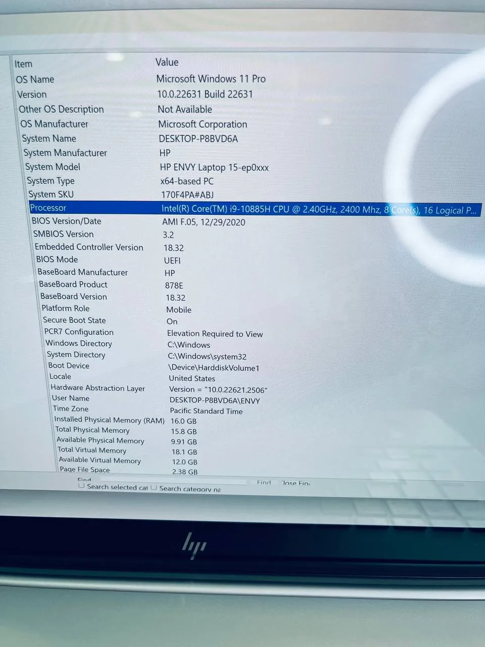 HP Envy i9 16GB 1TB RTX 2060 – photo 5