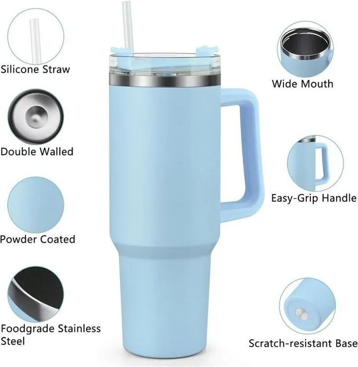 Double Layer Stainless Tumbler with Straw – photo 5